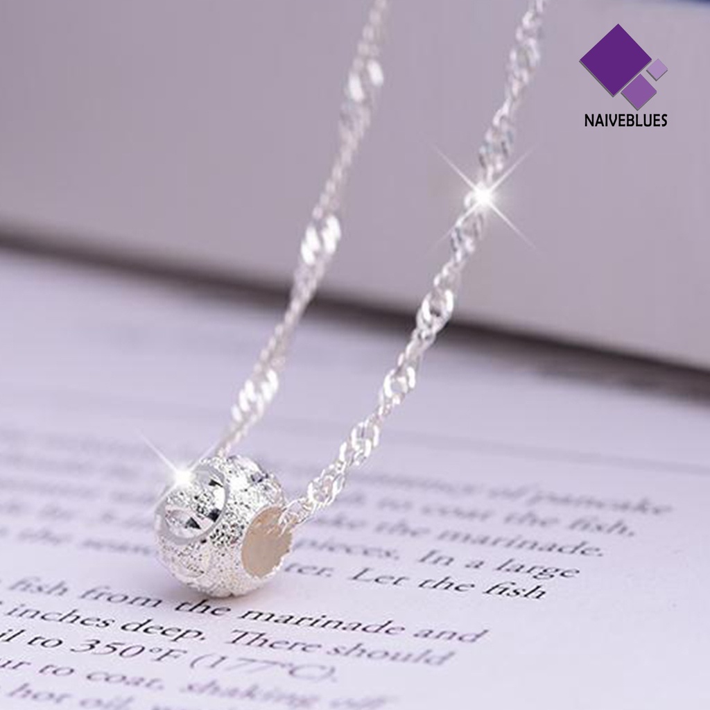 Kalung Rantai Liontin Manik-Manik Air Bahan Stainless Steel Warna Silver Untuk Wanita