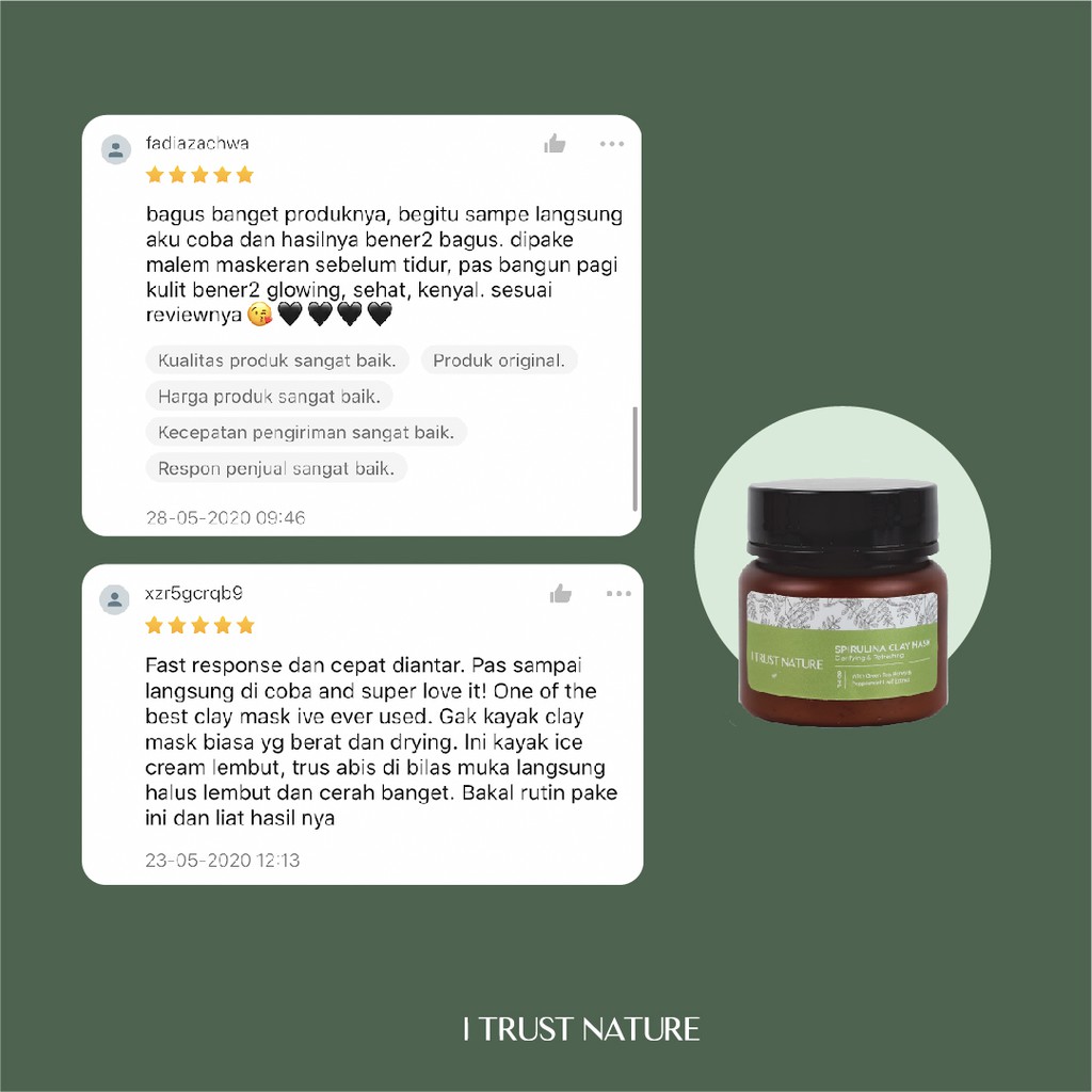 I TRUST NATURE Spirulina Clay Mask - Clarifying &amp; Refreshing