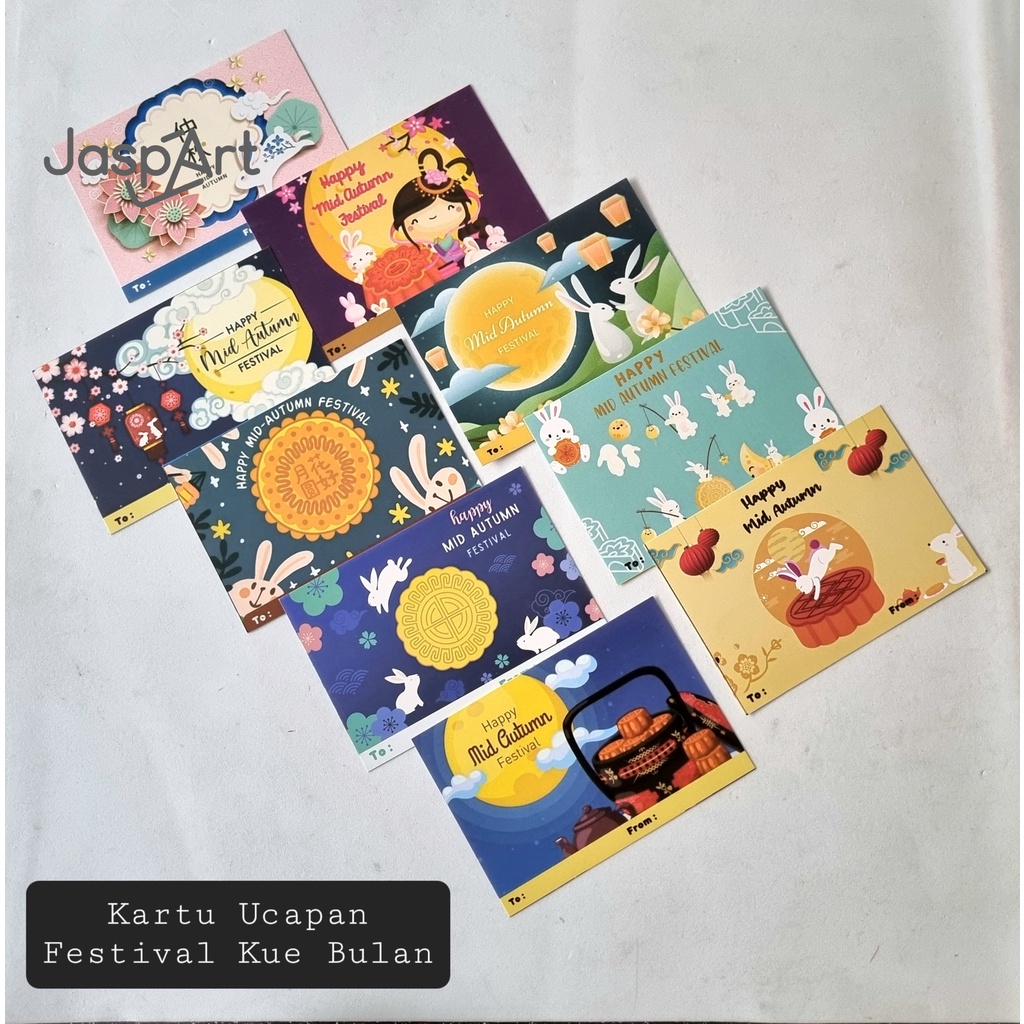 KARTU UCAPAN FESTIVAL KUE BULAN GREETING CARD MOONCAKE FESTIVAL KARTU KUE BULAN UNTUK PARCEL DAN HAM