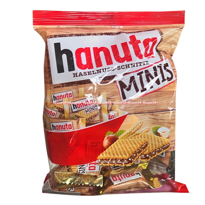 Hanuta Minis Haselnuss Schnitte 200gr Biskuit Wafer Coklat Mini Rasa Kacang Hazel Hazelnut Made in Germany Biscuits Waffer Hanutta