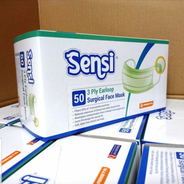 Masker Sensi Earloop / Headloop / Hijab isi 50 Surgical Face Mask