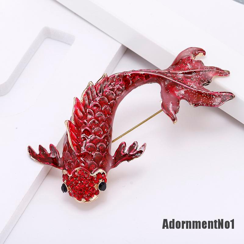 (Adornmentno1) Bros Pin Enamel Desain Ikan Hias Kristal Untuk Pesta