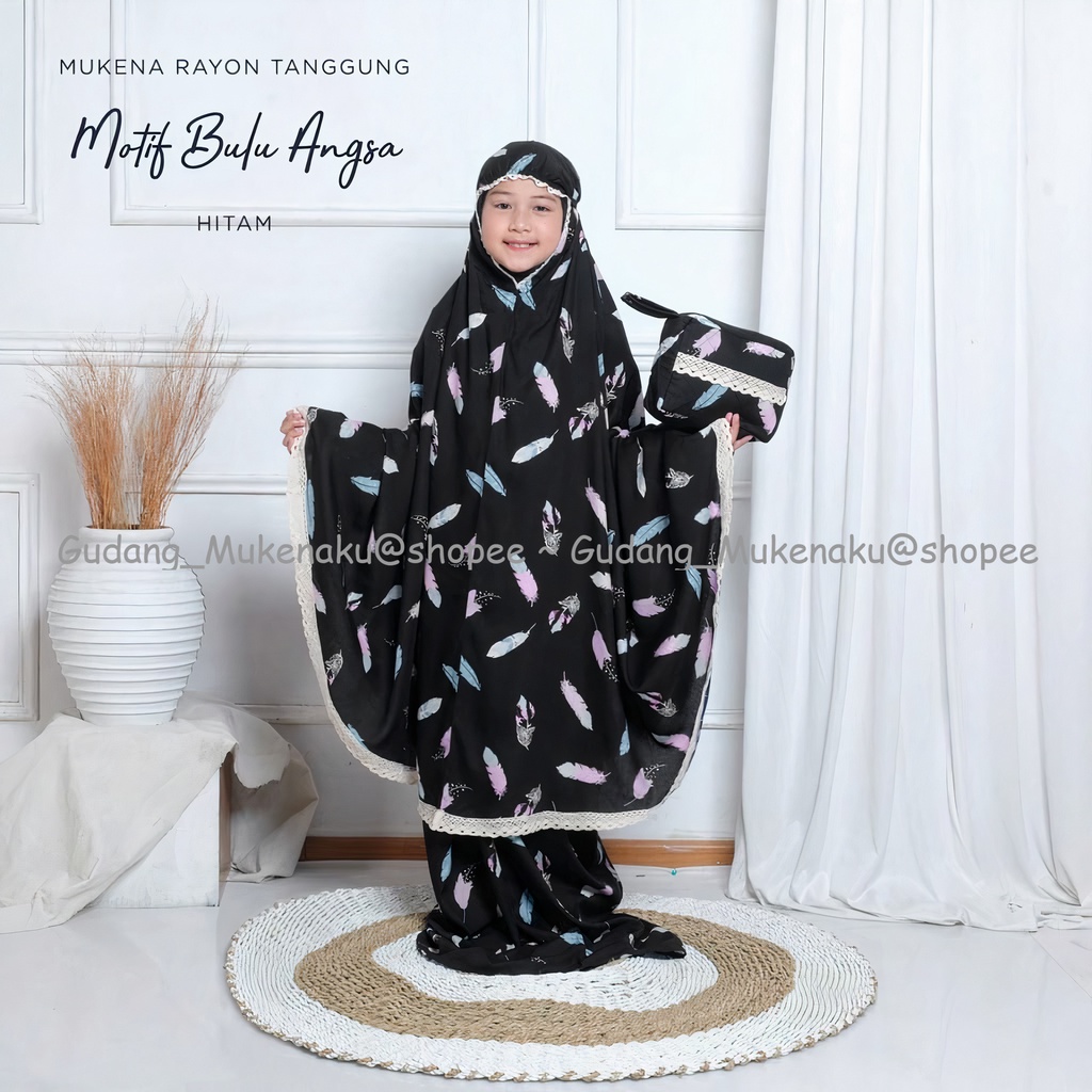 Gudang_Mukenaku Mukena Anak Tanggung (estimasi 8-12 Tahun) Motif Bulu Angsa Renda Rajut Model Saliha Free Tas Terbaru