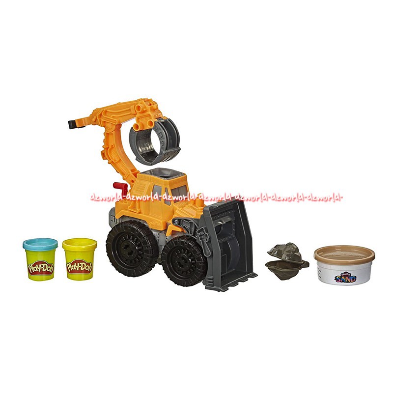 Play-Doh Wheels Front Loader Mainan Lilin Playdoh Mobil Bulldoser Tambang Pasir Mobil Capitan