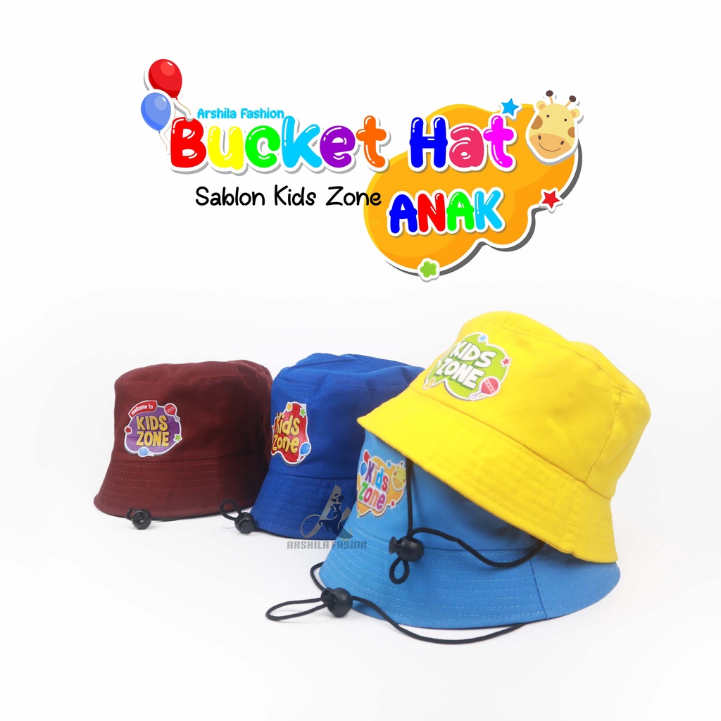Topi Bucket Anak Laki-laki Perempuan umur 2-8 tahun SABLON Kidz Zone