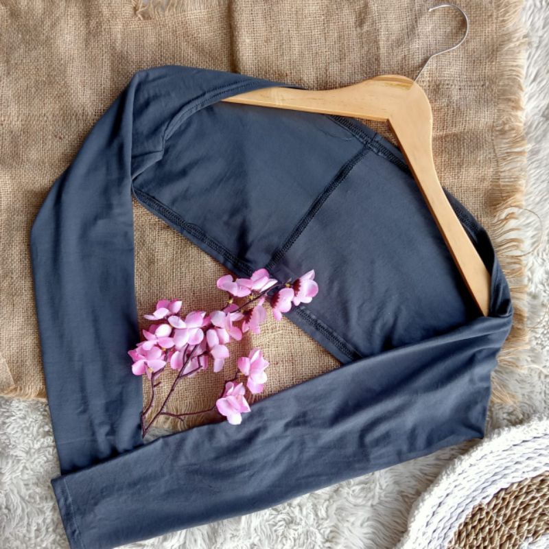 MANSET TANGAN SAMBUNG BOLERO PREMIUM KAOS RAYON STANDAR JUMBO-Dark grey