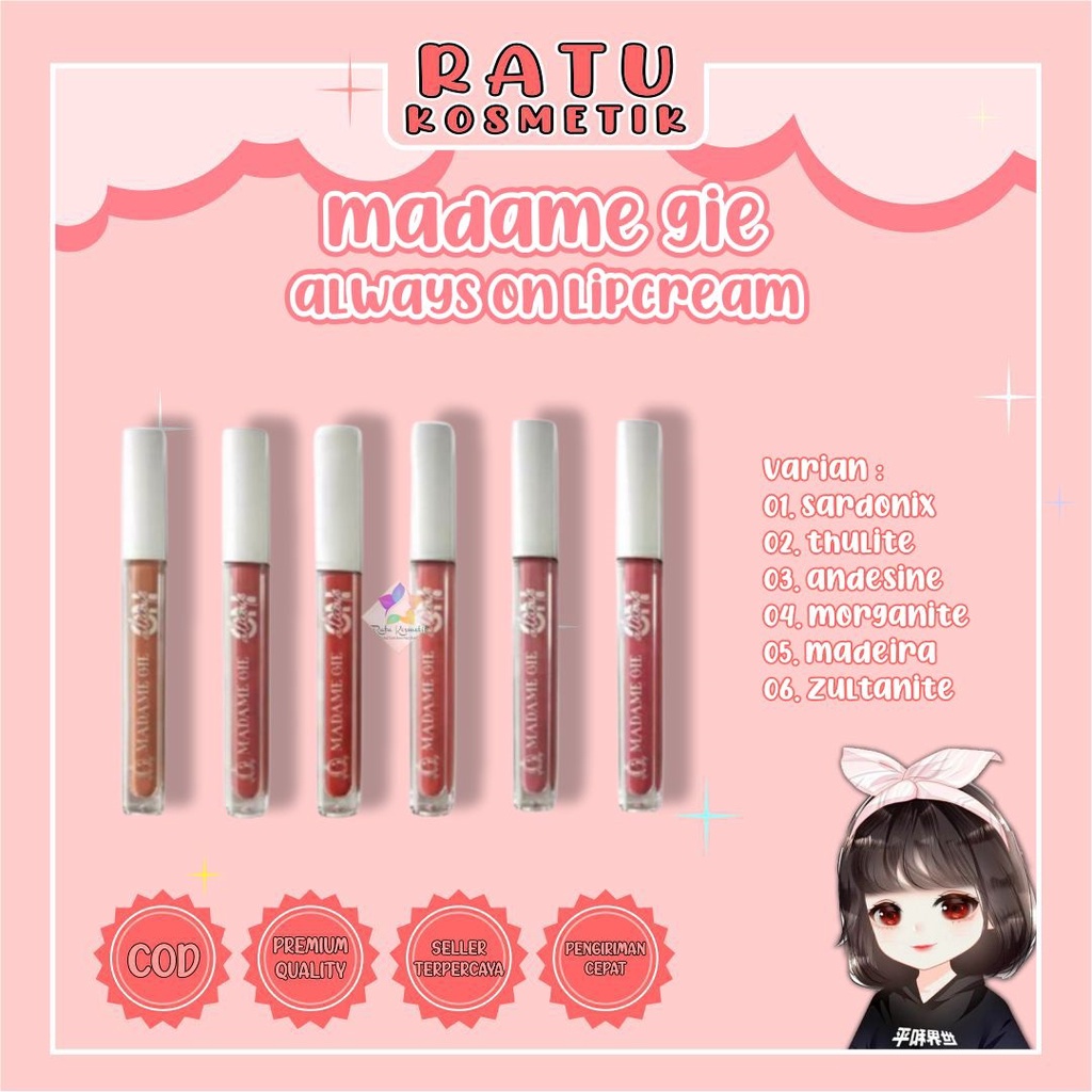 ❤ RATU ❤ Madame Gie Always On Lip Cream | Lipstik Waterproof (✔️BPOM)