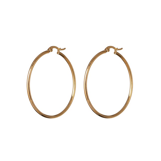 LRC Anting Tusuk Fashion 4.5cm Gold Circle Earrings D57316