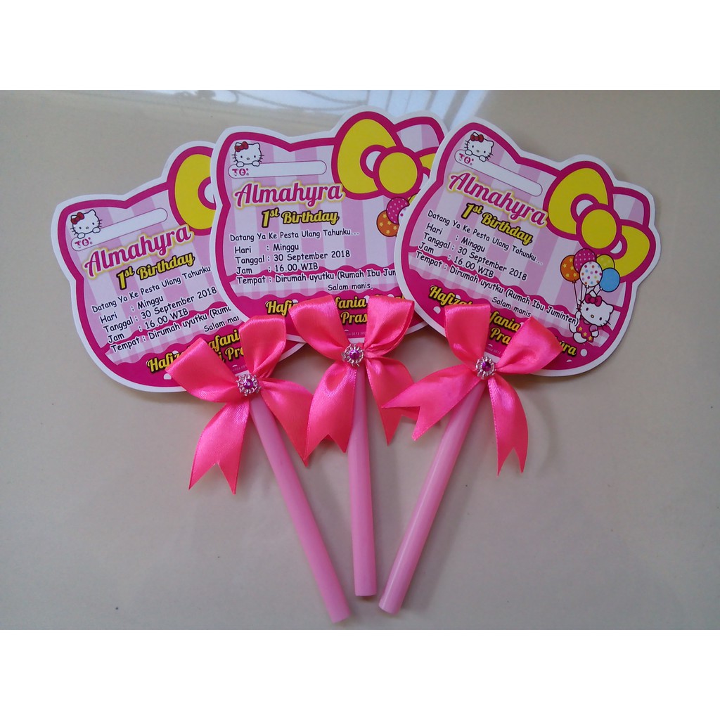Undangan ultah Lolipop Besar hello kitty