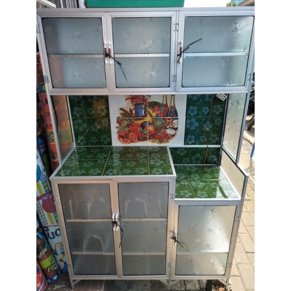 Rak piring aluminium pintu 3 minimalis