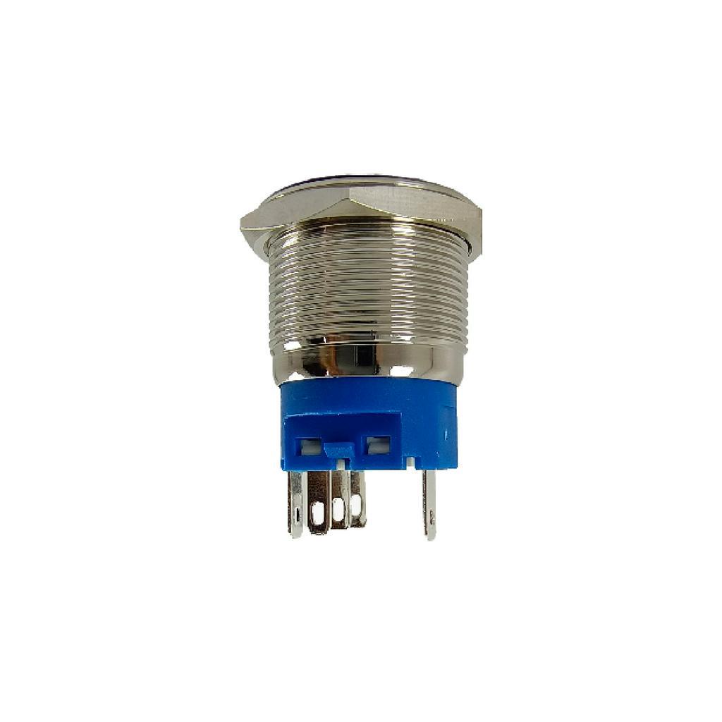 Saklar Metal 22mm Push On 5 Pin Switch Lampu Stainless 22 mm LED Tombol 12v Momentary