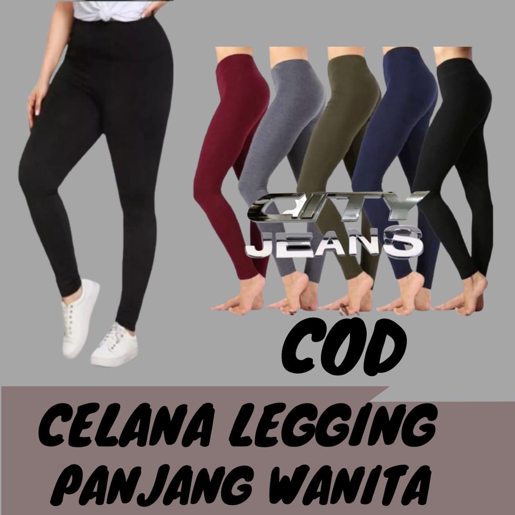 PROMO Legging Panjang Tebal Premium / Celana Leging Polos Jersey Spandek / Lejing Kaos Dewasa/ COD;/