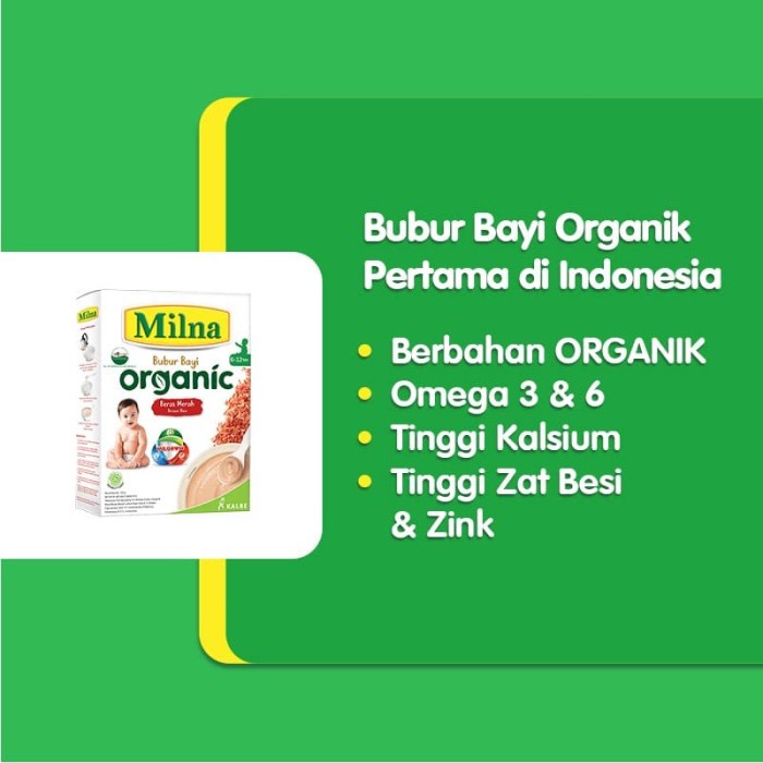BAYI-BUBUR-SEREAL- MILNA BUBUR ORGANIK 6 BULAN PISANG 120GR -SEREAL-BUBUR-BAYI.