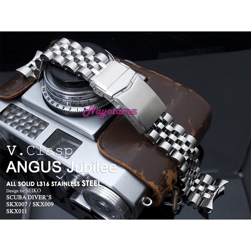 22mm MILTAT Angus J Louis JUB Rantai Angus Jubilee Solid for Seiko SKX007 SKX009 SKX001