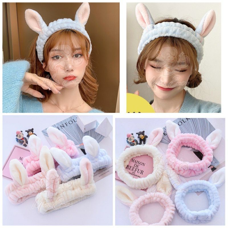 Bandana Bando Tiktom Korea Kelinci Facial Imut/Beauty Flogger