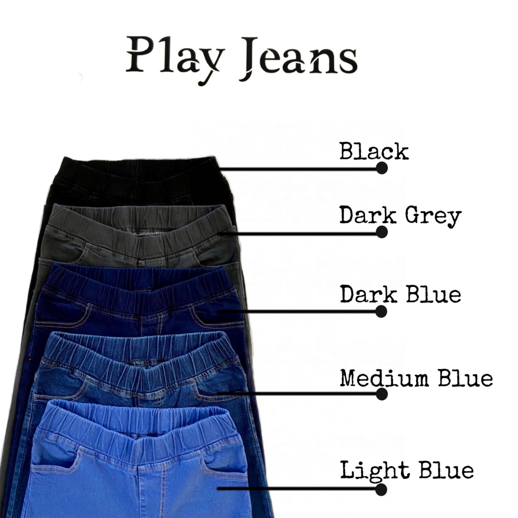 Play Jeans - Celana Jeans Pinggang Full Karet Celana Jeans Wanita Legging Jeans Jumbo Size 31-42