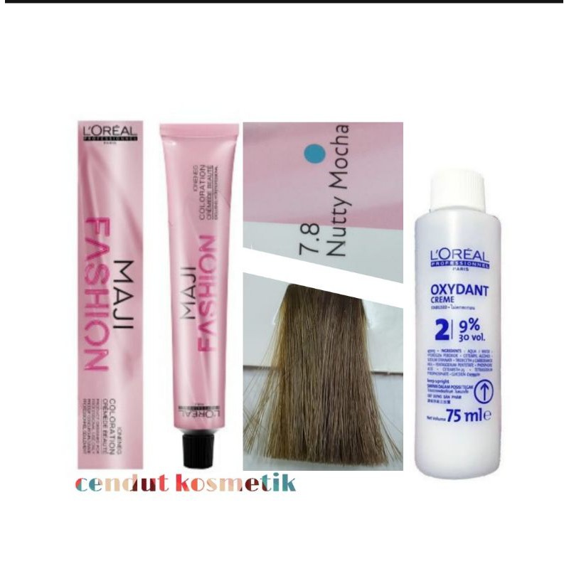 L'oreal majifashion 7.8 nutty mocha, pewarna rambut hair color cat rambut