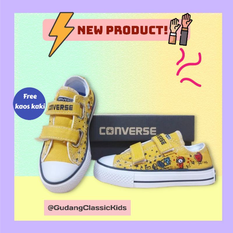 BISA COD SEPATU ANAK SEKOLAH CONVERSE BTS PEREKAT