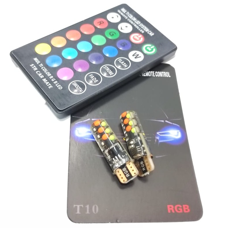 LAMPU SENJA T10 RGB REMOTE New Product !! Lampu Led Motor Mobil