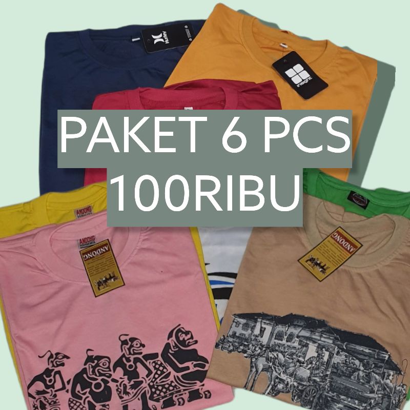 Doublefive - Paket isi 6 pcs kaos distro Jogja COD T-shirt fashion outlet pria wanita promo GRATIS ongkir 100% termurah diskon reseller populer huruf tulisan simple