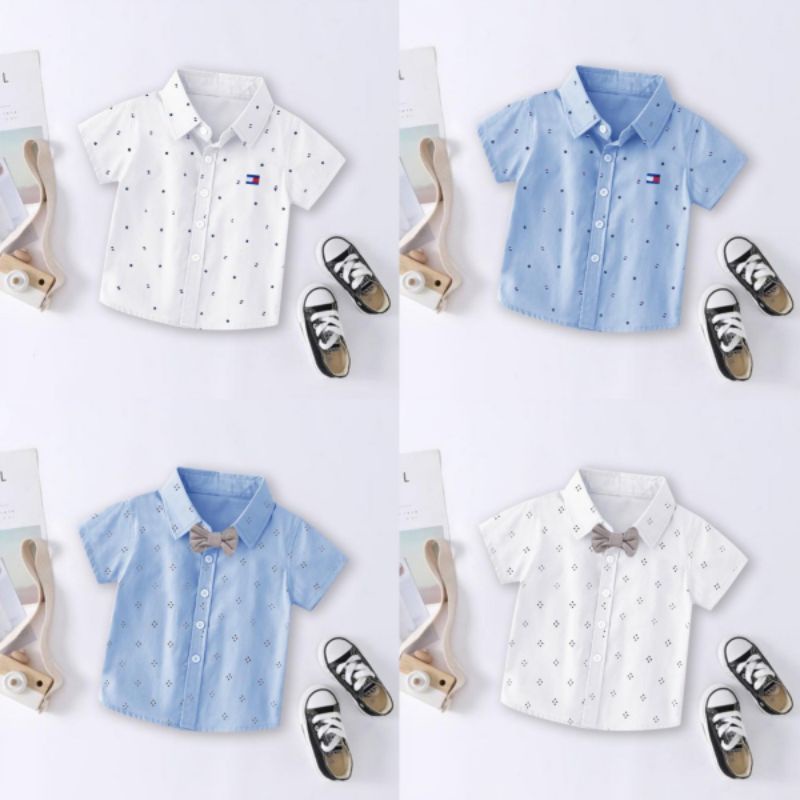 Kemeja Bayi Cowok Laki-laki Baby Boy LK262  Shortsleeve Shirt Baby NB 3 6 9 12 18 Bulan 1 Tahun Baru Lahir