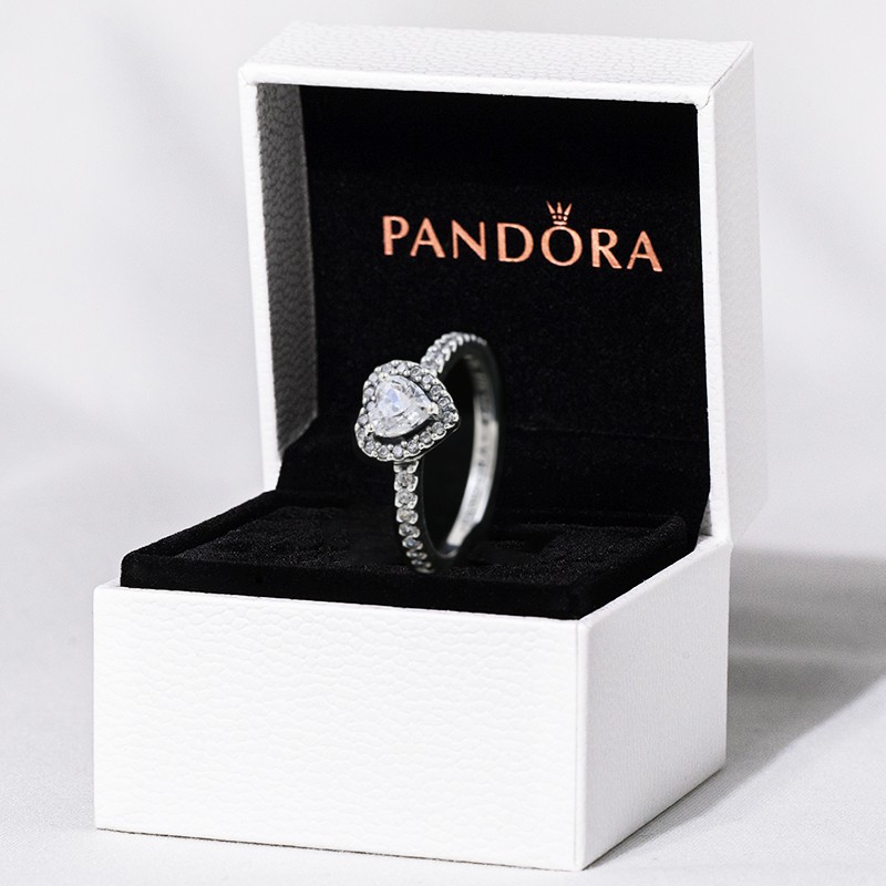 Pandora Cincin Sterling Silver 925 Desain Hati Hias Kristal Cubic Zirconia Untuk Wanita