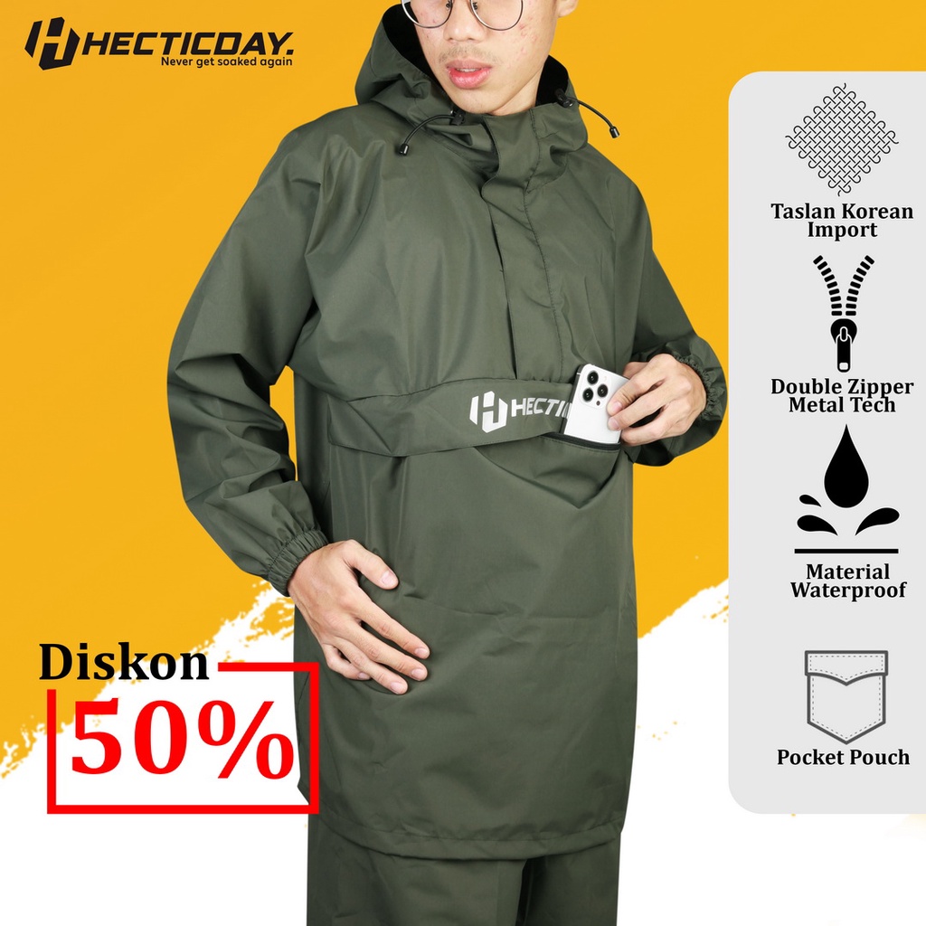 PEAKGLORY Jas Hujan Setelan All Size Pria Wanita Saku Kangguru mantel hujan Anti Rembes Jas Ujan