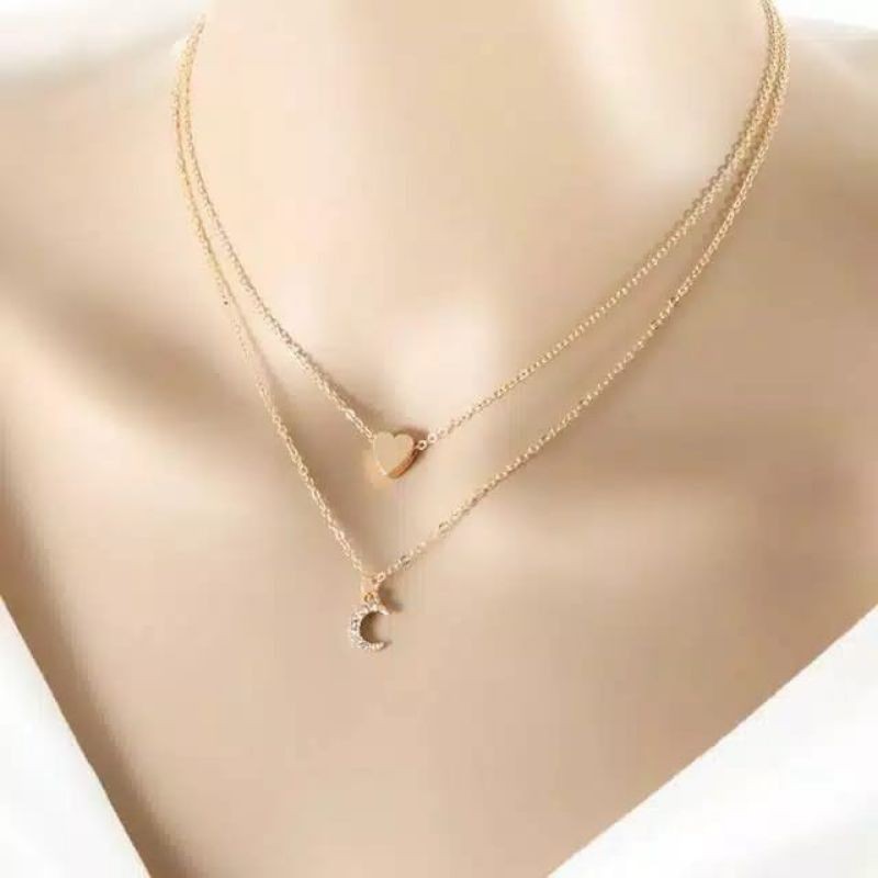 Kalung / Lovemoon / Kalung Gold / Kalung Silver / Kalung Bulan / Kalung Love / Kalung Wanita VO