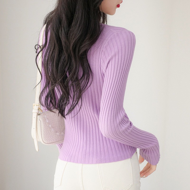 【Elegant】Korean V-Neck Knit Cardigan 7003