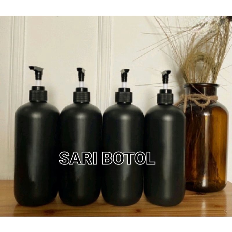 BOTOL HDPE HITAM 500ML/BOTOL REFFIL 500ML LOTION PUMP HDPE HITAM DOVE