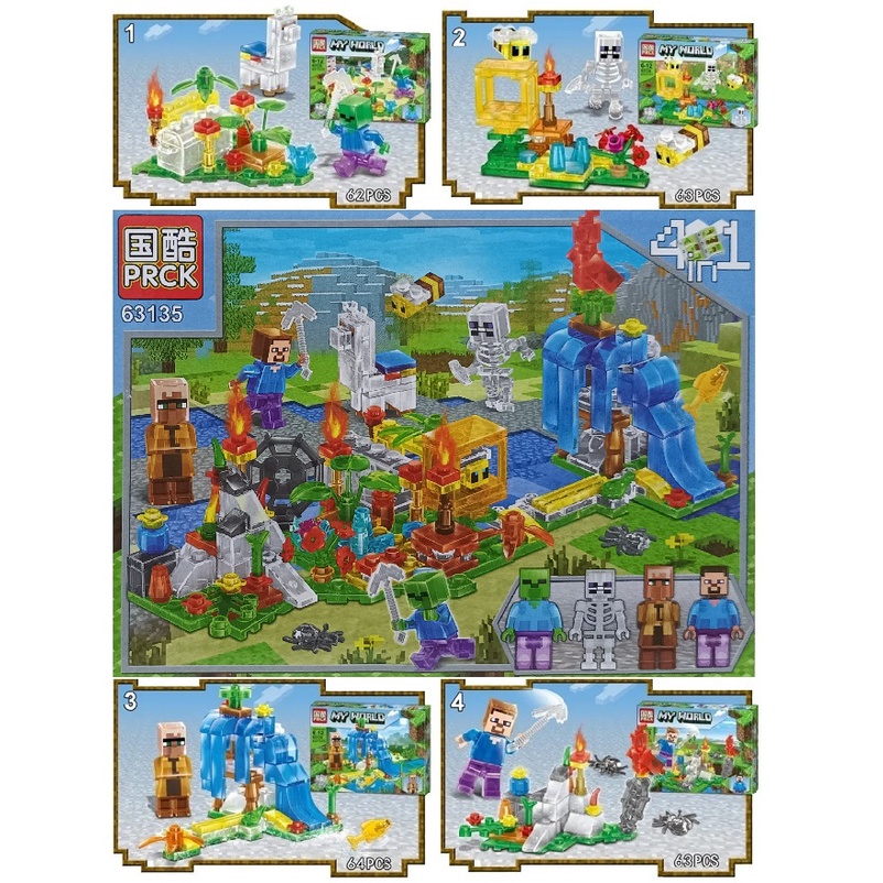 Brick Block PRCK 63135 My World Minecraft ( Crystal Garden ) 4in1