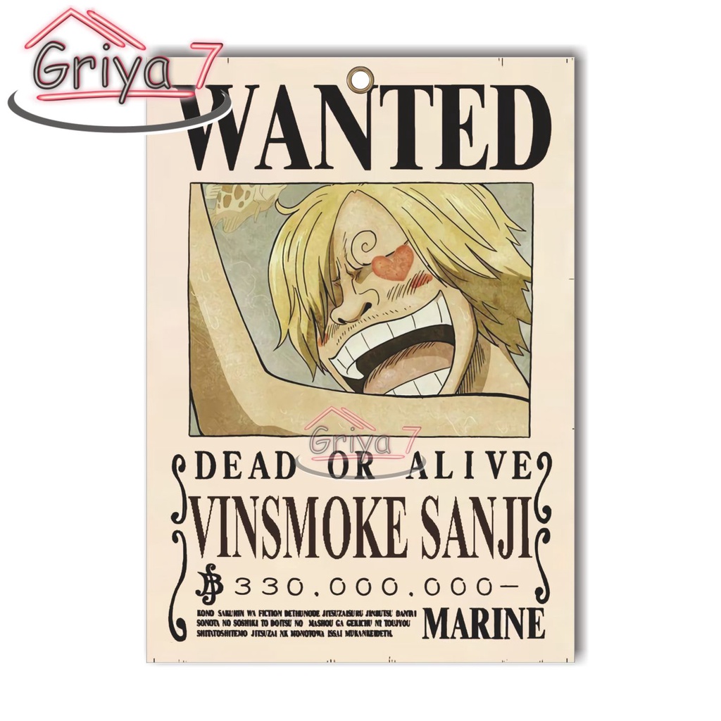 HIASAN DINDING BOUNTY ONE PIECE POSTER KAYU ANIME DEKORASI DINDING SANJI