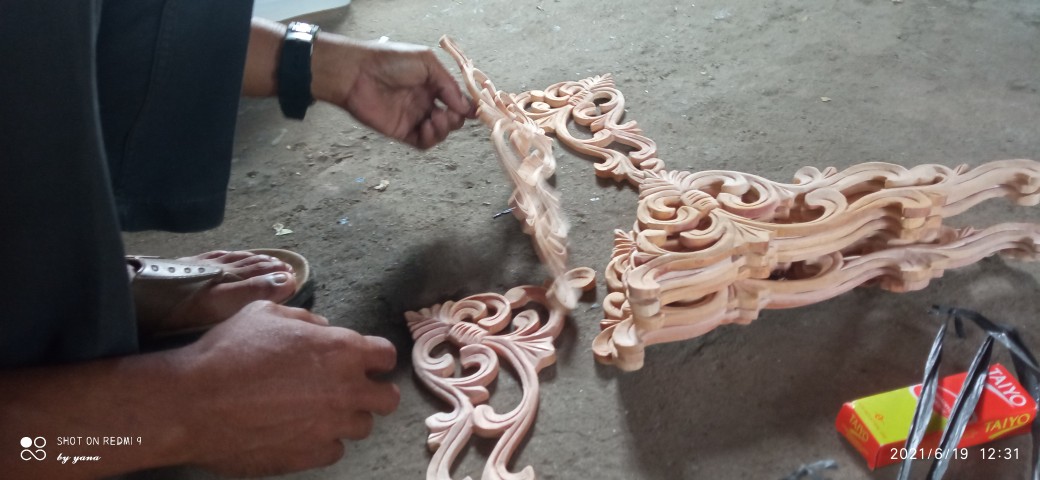 Ornamen Ukir Kayu Ukir Sudut Tradisional Jawa Jepara Indonesia