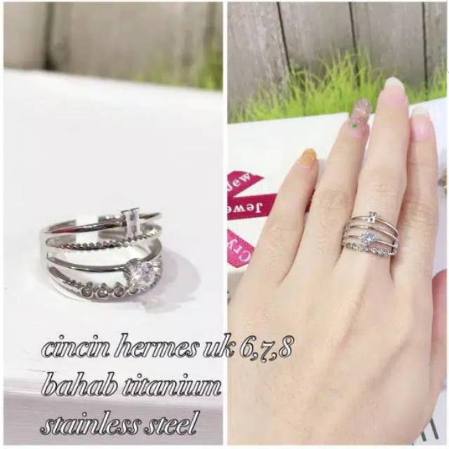 Cincin pemata tingkat titanium asli anti karat selamanya uk 678