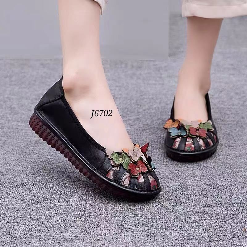 Sepatu clarks Wanita / Clarks YC-J6702 Butterfly Flowers Leather Flat