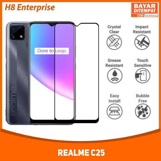 Tempered Glass 9D For Realme C25 Tempered Glass Full Layar Full Cover Full Glue