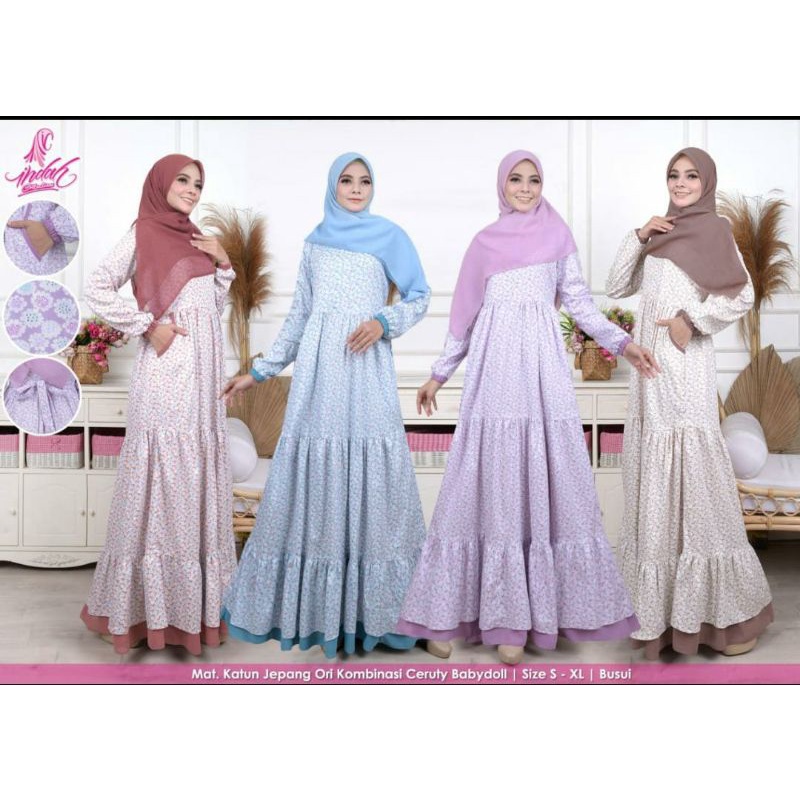 gamis katun jepang indah collection susun renda