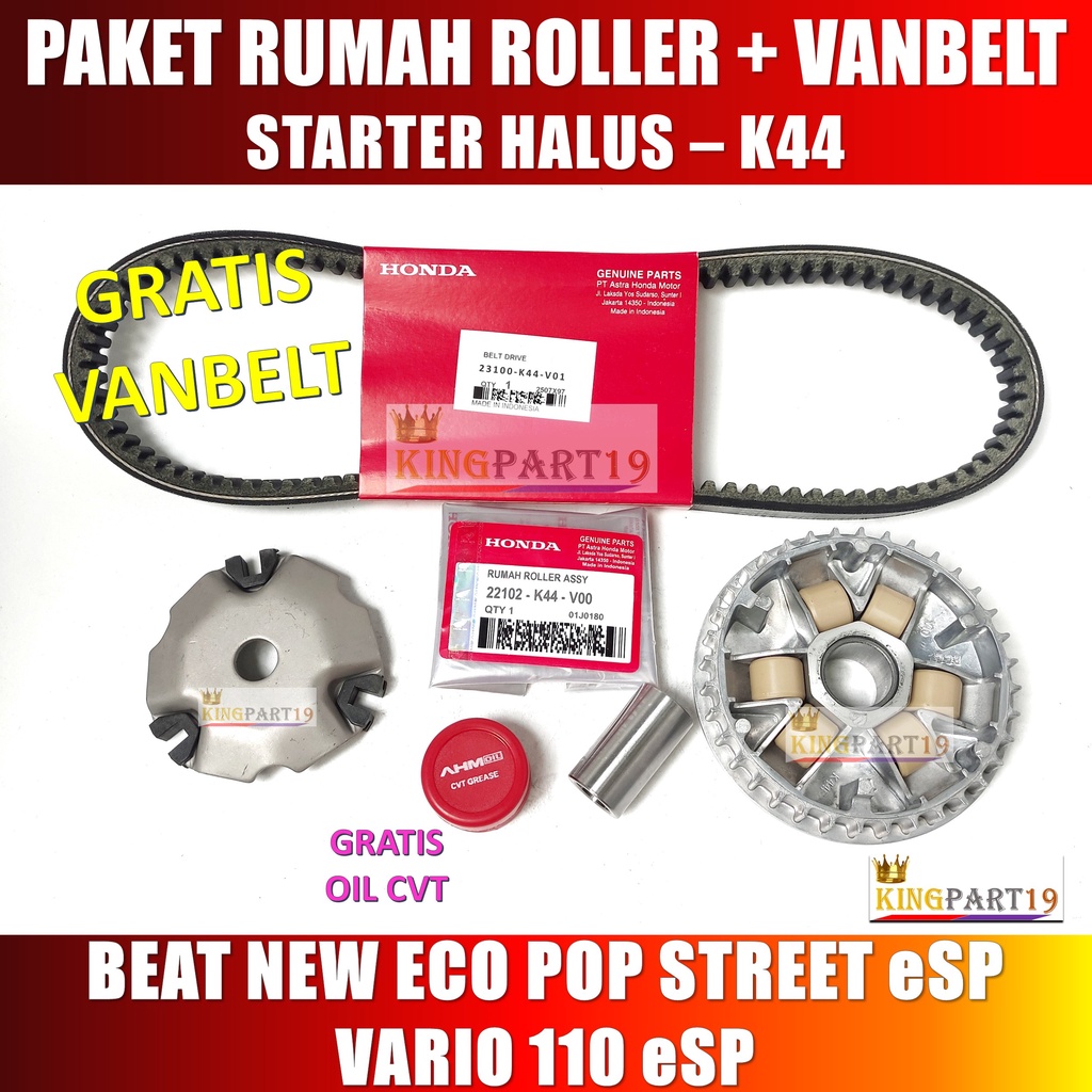 PAKET RUMAH ROLLER VANBELT VBELT BEAT FI ESP POP STREET VARIO 110 FI LED  STARTER HALUS - K44