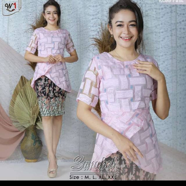 Stelan kebaya sarabel / kebaya tangan pendek / kebaya modren  TERBARU