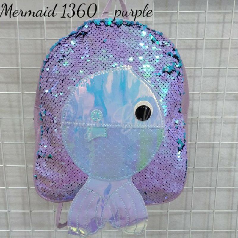 Ransel Mermaid Sequin Usap Ikan Tas Sekolah Import Kecil Anak Perempuan TK