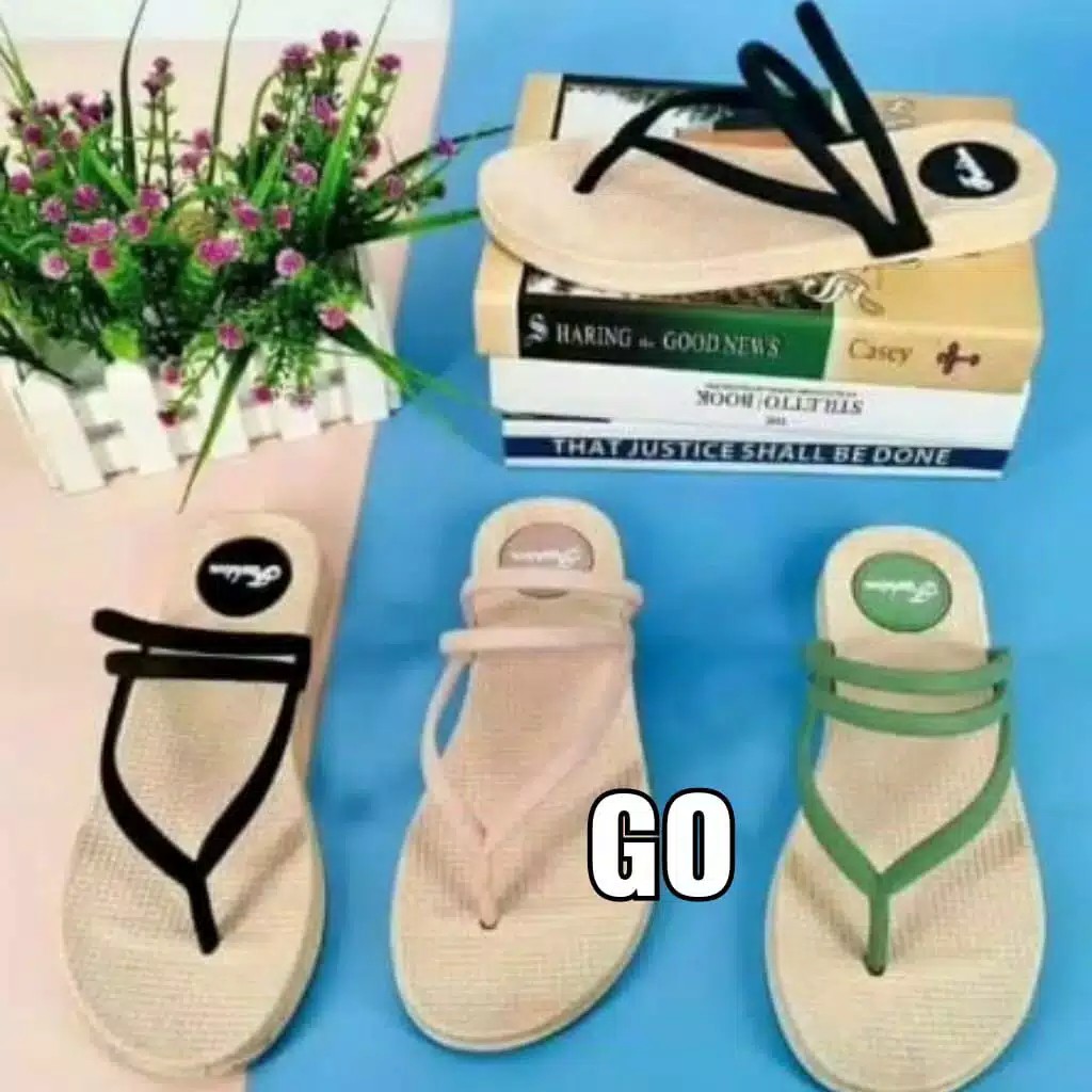 goflow Import JAPIT TALI ROTAN Sepatu Sandal Wanita Teplek Sepatu Sandal Cewek Flat Jelly
