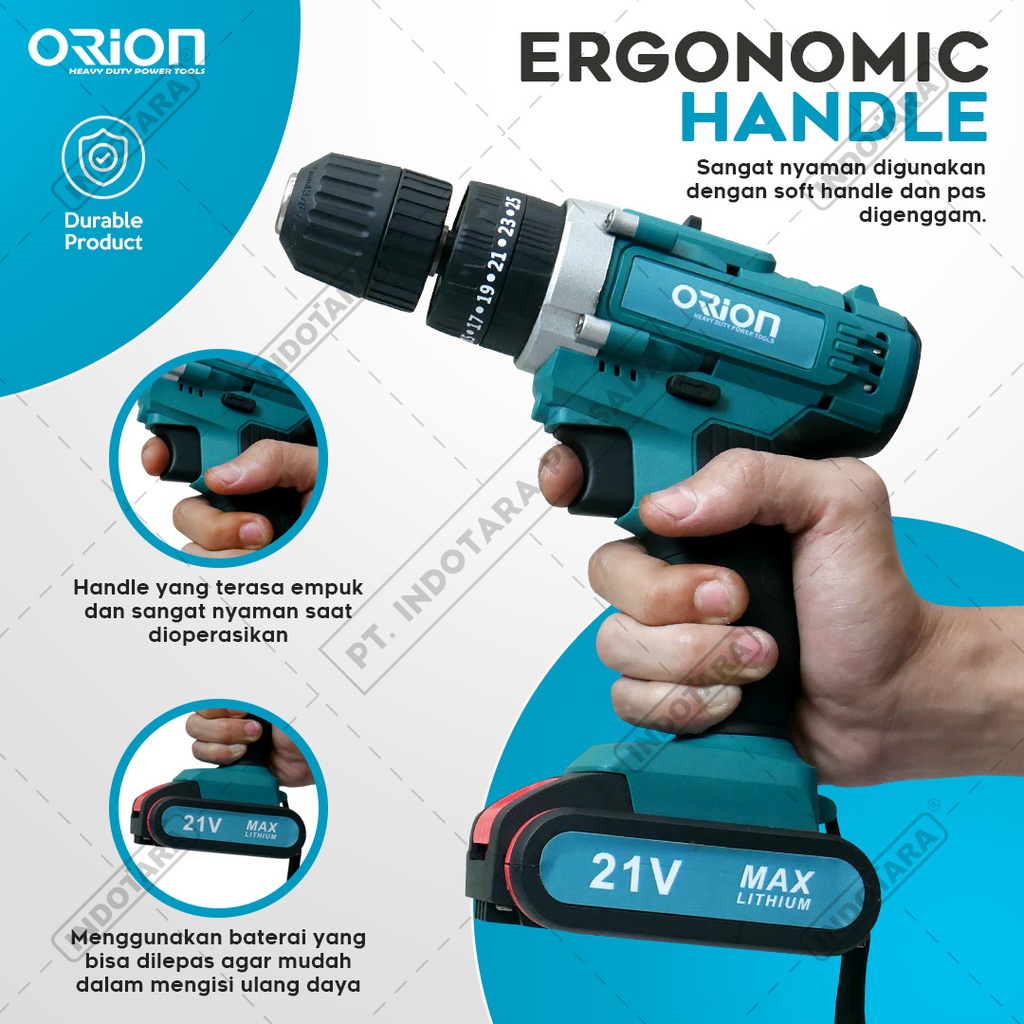 Mesin Bor Baterai / Cordless Drill / Bor Tangan Baterai 21V Orion CD2100V