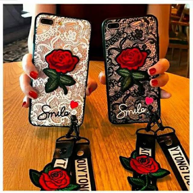 Oppo F7 youth / realme one - Fuze case renda + 2 tali smile flower 1 A3