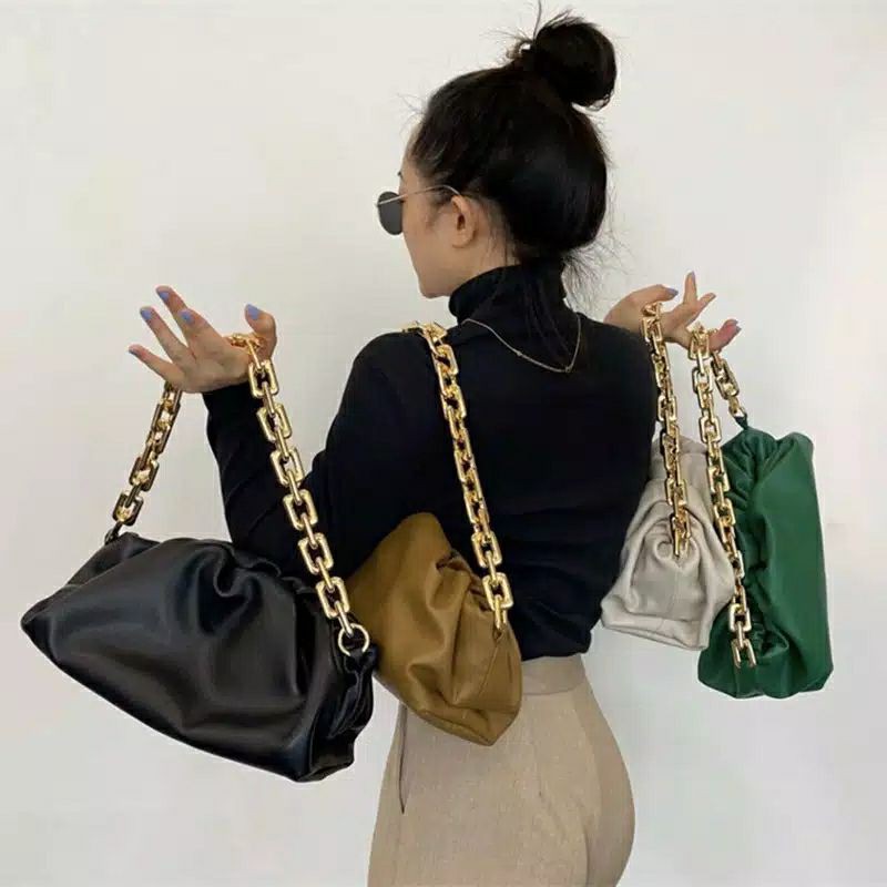 GHEALSYSHOESID - BOTTEGA GOLD BAG TAS RANTAI AWAN LIPIT TAS AKRILIK SHOULDER BAG TAS KOREA CHAIN BAG