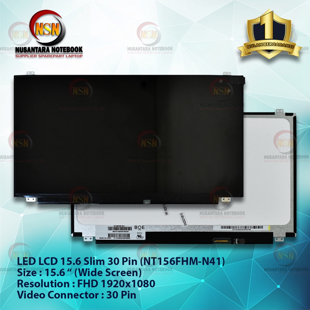 LED LCD Layar 15.6 Slim 30 Pin High Resolution ( 1920*1080 ) FHD