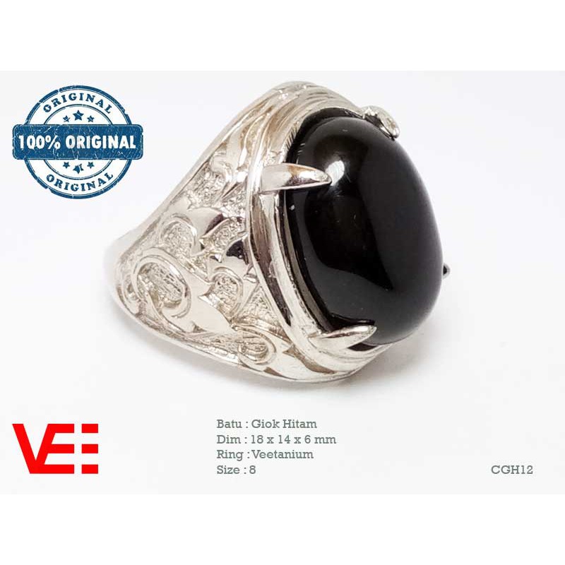 VeE Cincin Pria Batu Giok Hitam - Batu Akik CGH12