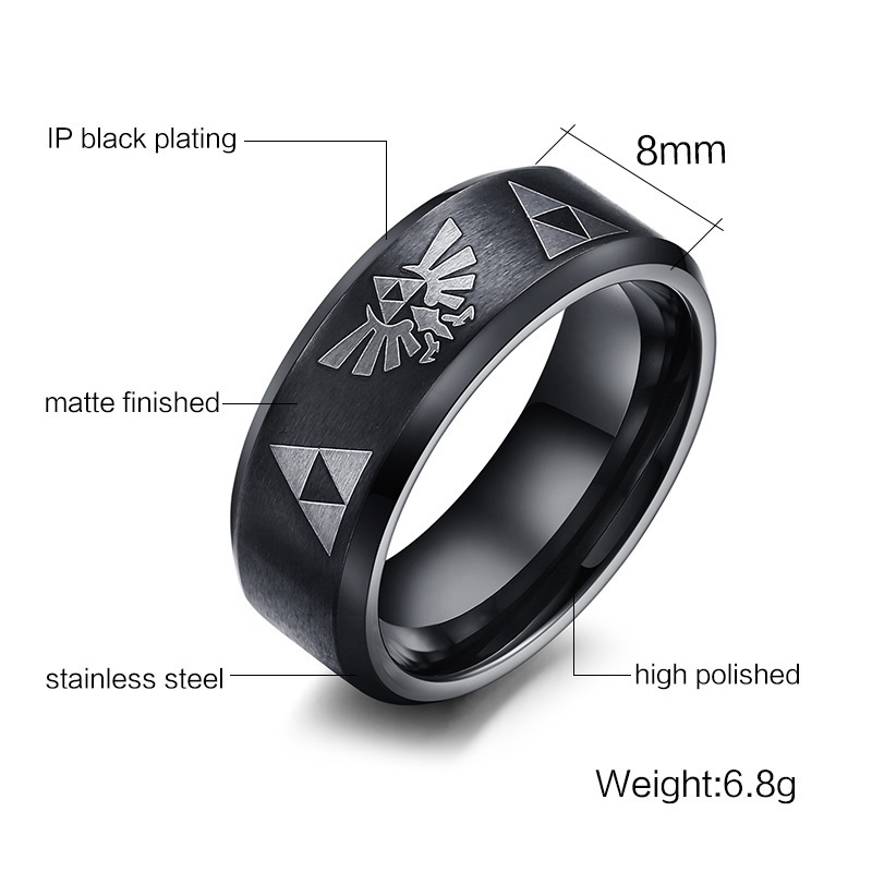 Cincin Bahan Stainless Steel Ukuran 8mm Warna Hitam Untuk Pria