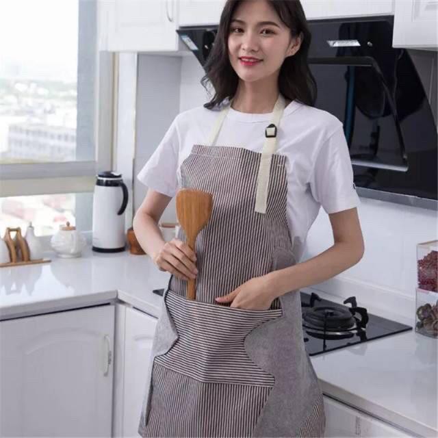 [JUALSEMUA18](22)Clemek masak apron kanvas cotton import/samping lap tangan/clemek 2in1
