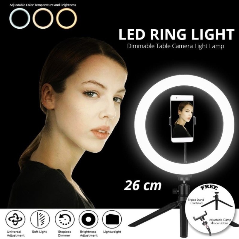 Lampu Ring Light 16 CM Lengkap Tripod Make Up Vlog Live streaming