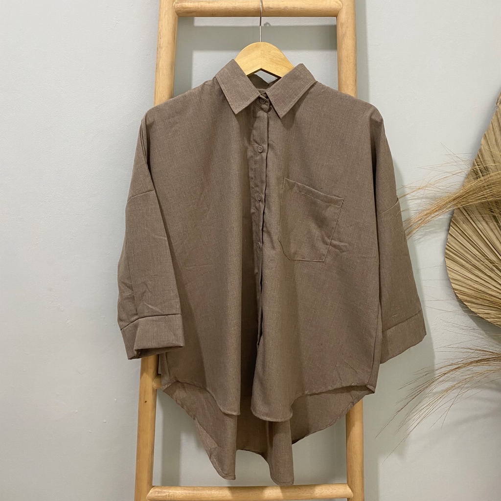 KEMEJA POLOS RAISA KATUN PREMIUM SHIRT BTS B089-Hazelnut